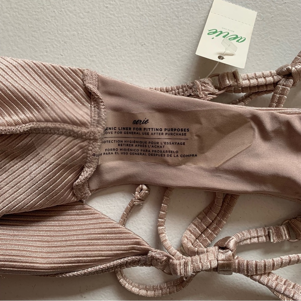aerie Ribbed Tie-Side Bikini Bottoms in Mauve Taupe - Picture 10 of 12